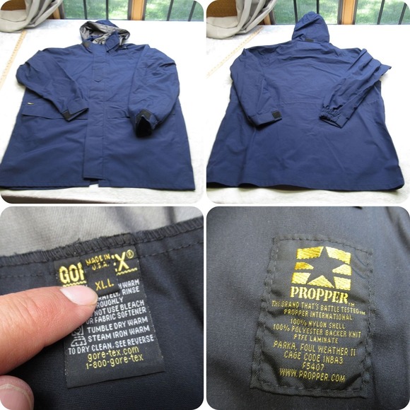 Propper Gore-Tex Jacket Mens XL Navy Hooded Full Zip Foul Weather II Parka USA - Picture 1 of 16